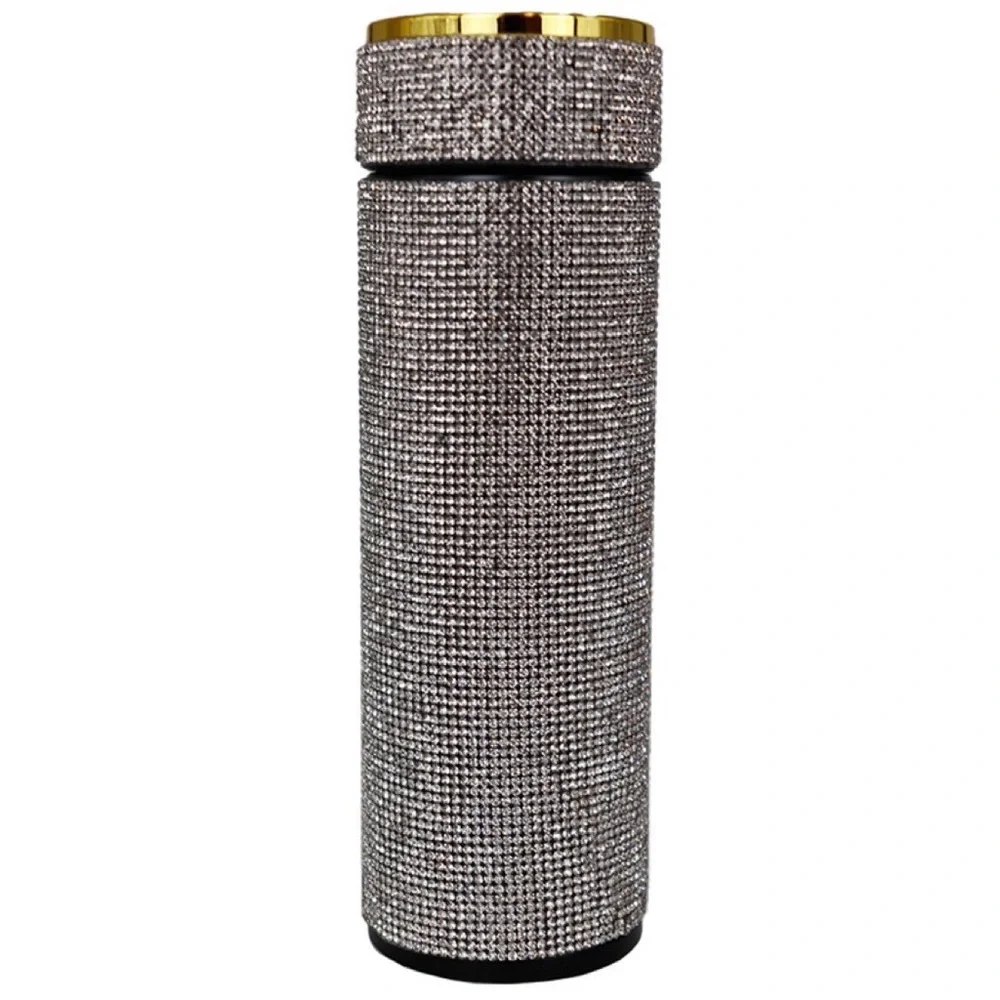 Rhinestone Embellished Insulated Stainless Steel Tumbler Thermal Coffee Thermos